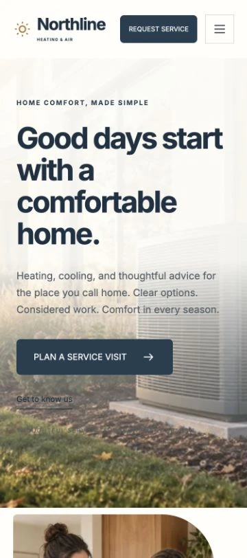 Northline Heating & Air mobile homepage